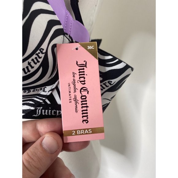 Juicy couture women's sleek and smooth black & white / lavender color 2 bra set - Picture 7 of 8